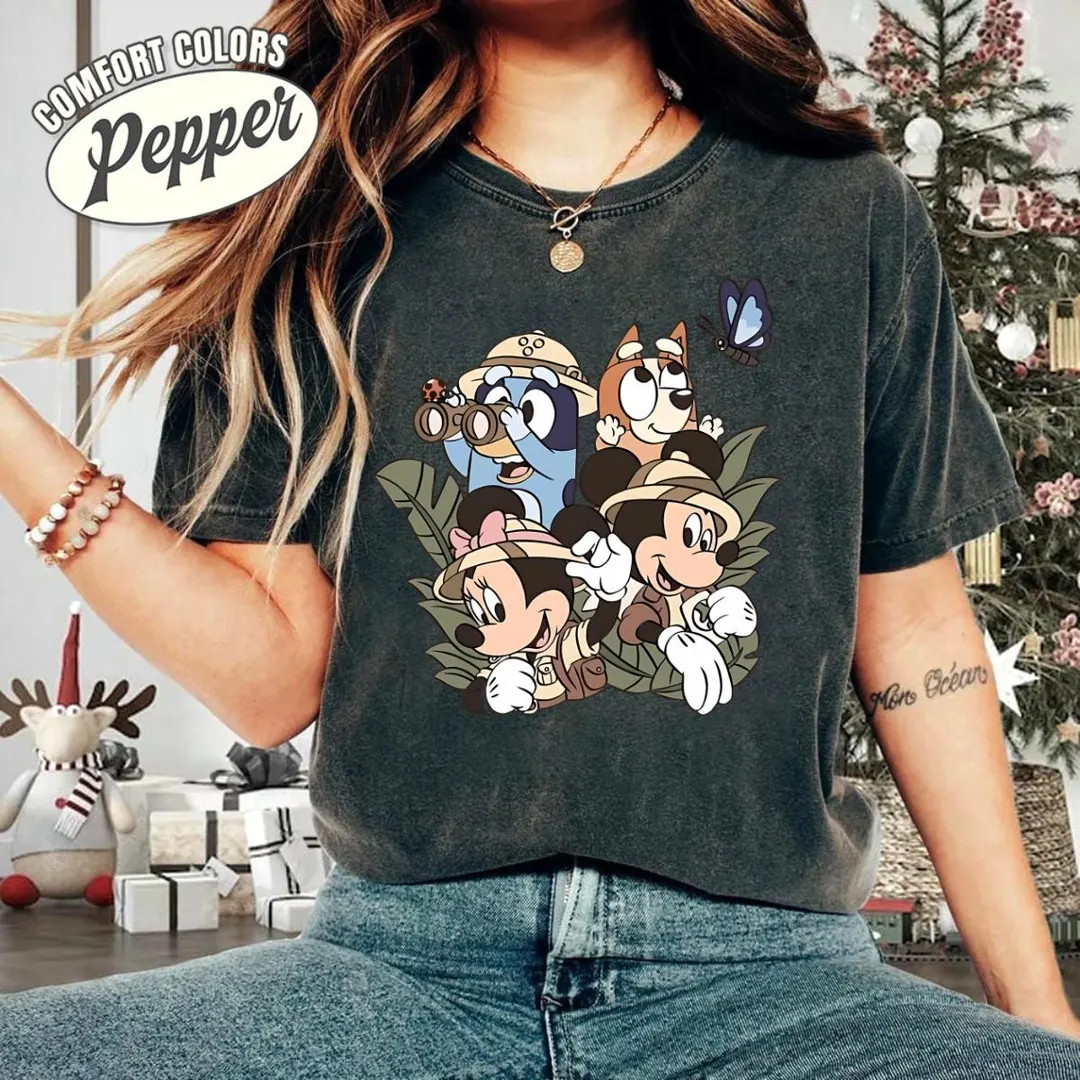 Comfort Colors Disneyland Safari Gang Bluey & Friends Tee, Bluey Dog Friends Shirt, Bluey Friends... | Etsy (US)