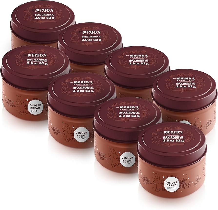 MRS. MEYER'S Clean Day Scented Soy Candle, Tin Candle, Gingerbread Scent, 2.9 oz (Pack of 8) | Amazon (CA)