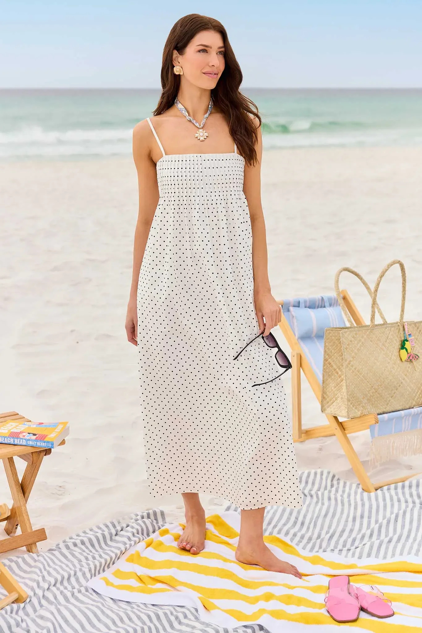 Monroe White Polka Dot Maxi Dress | Avara