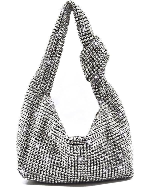 Miuco Women Knotted Handbag Sparkly Rhinestone Hobo Dumpling Bag Diamond Glitter Evening Clutch P... | Amazon (US)