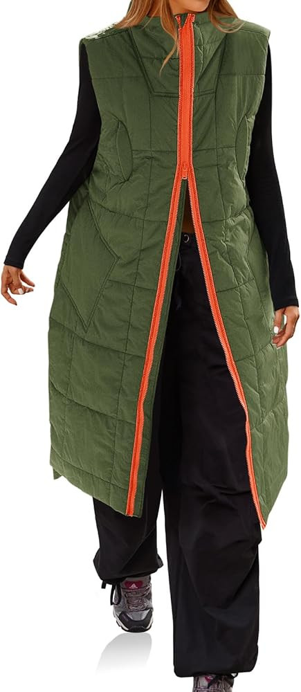 Cicy Bell Womens Long Quilted Puffer Vest Lightweight Sleeveless Winter Jackets Side Slit Packabl... | Amazon (US)