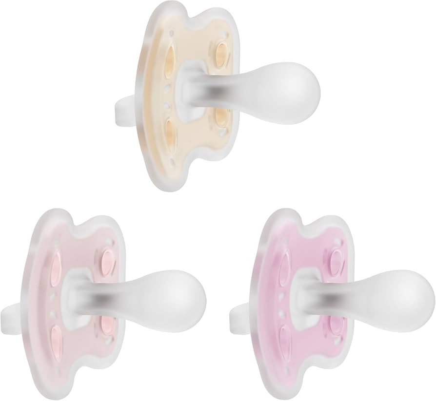 Dr. Brown's Advantage One-Piece Silicone Baby Pacifier, Fully Symmetrical Soother, Ecru/Light Pin... | Amazon (US)