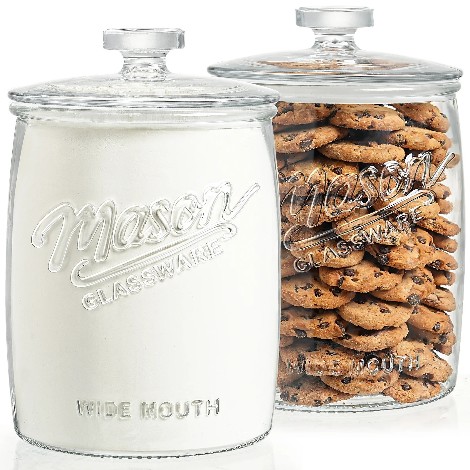 2 Pack Cookie Jar, 1 Gallon Glass Jar with Airtight Lids - Large Wide Mouth Mason Jar for Kitchen... | Walmart (US)