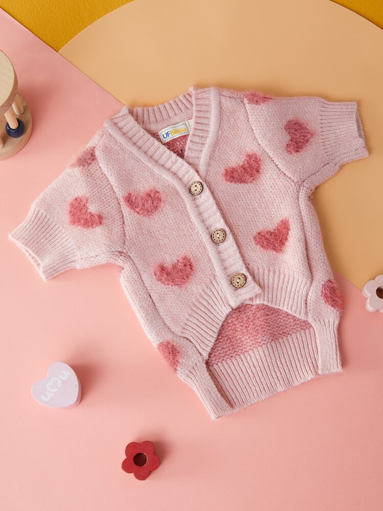 UFBemo 1 Pieza Suéter Para Mascotas, Cardigan Con Diseño De Corazón, Estilo Lindo, Adecuado Para Teddy, Bichón Frisé, Maltés, Gatos Y Perros Pequeños | SHEIN