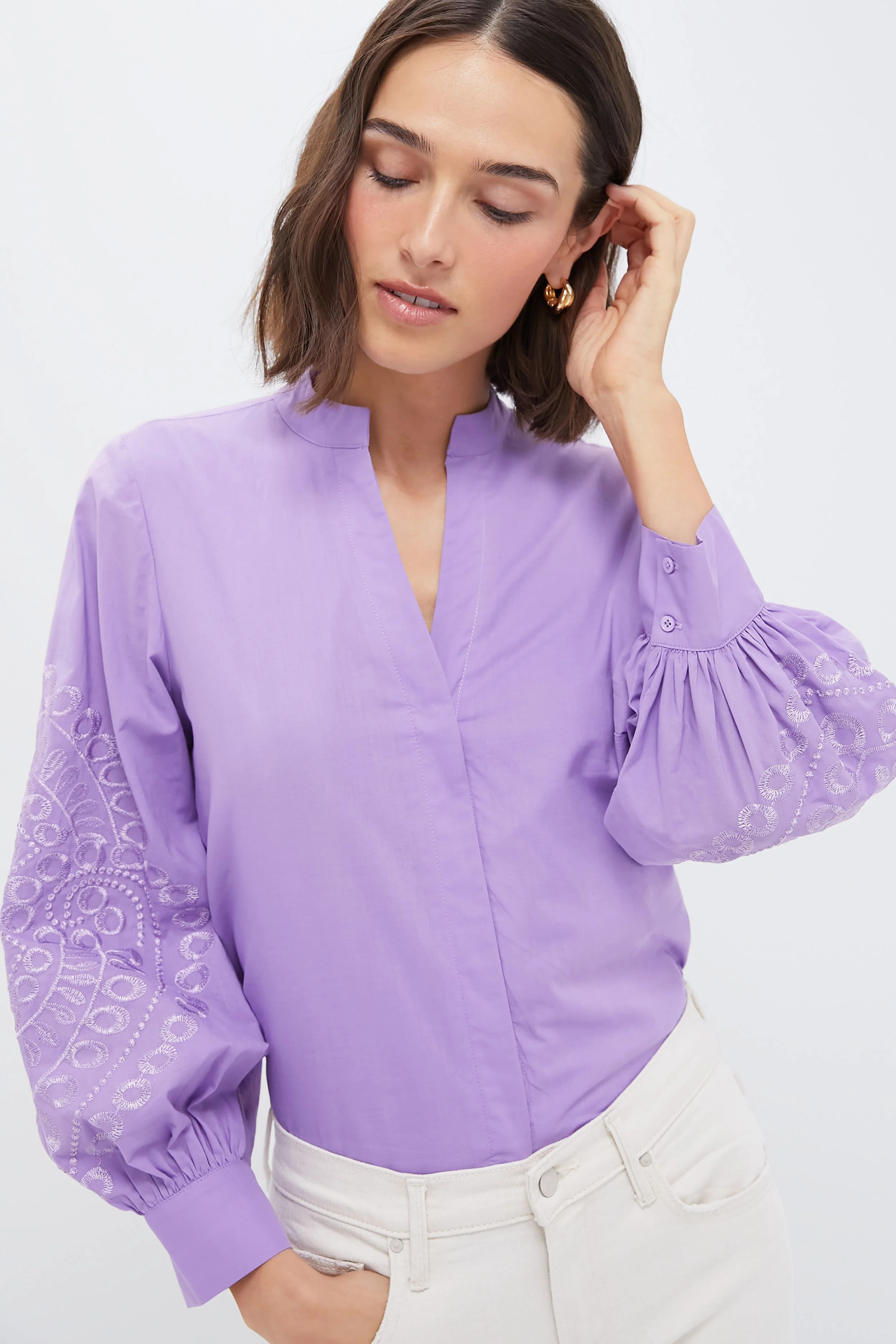 Lavender Embroidered Wisteria Blouse | Tuckernuck (US)