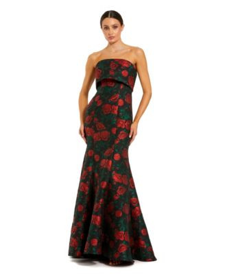 Women's Strapless Floral Brocade Mermaid Gown | Macy's