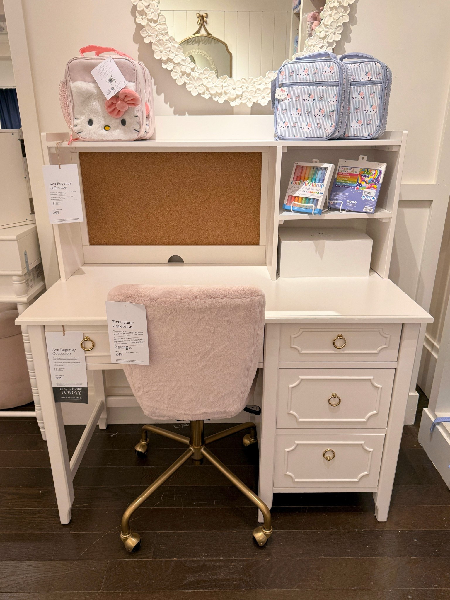 A darling desk setup for a little girl’s room! 🎀 The Ava Regency Storage Desk with Hutch from Pottery Barn Kids is such a beautiful blend of function and classic style. 🤍 Inspired by the glamour of Hollywood’s Golden Age, it features graceful curves, appliqué trim, and tapered feet for a timeless look. 💫 The hutch adds roomy shelves, a corkboard, and extra storage, while the desk drawers keep school supplies neatly organized. ✨ A lovely, well-designed study space that feels both charming and practical. Linked this desk and more pieces from the Ava Regency collection to shop! 🛍️ #PotteryBarnKids #KidsRoomInspo #GirlsRoom

#LTKKids #LTKHome