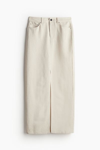 Long linen-blend skirt - Light beige - Ladies | H&M GB | H&M (UK, MY, IN, SG, PH, TW, HK)