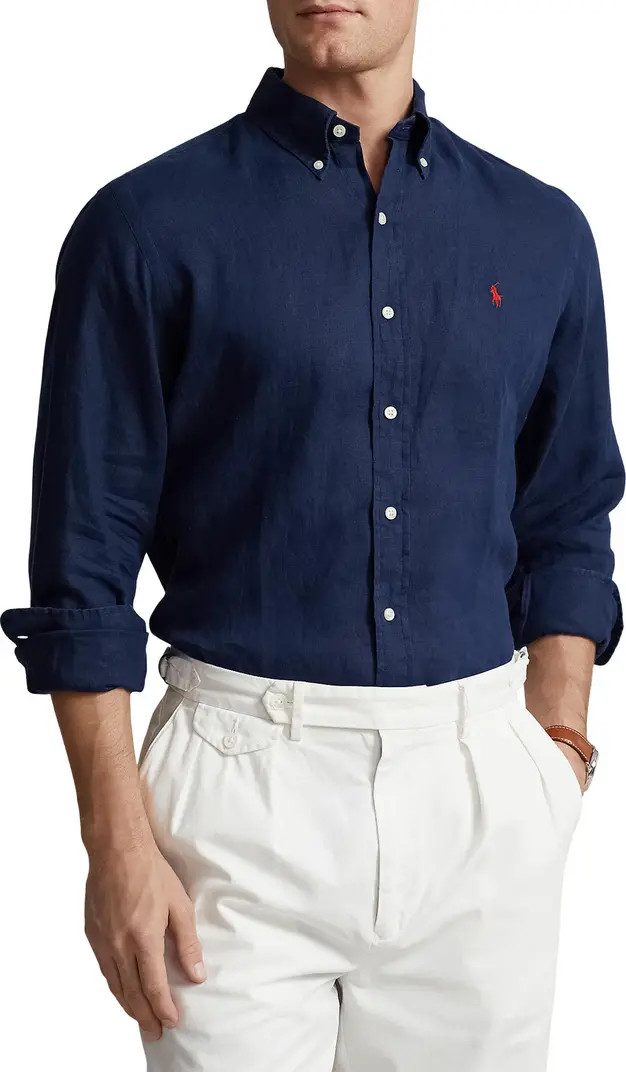 Slim Fit Linen Button-Down Shirt | Nordstrom
