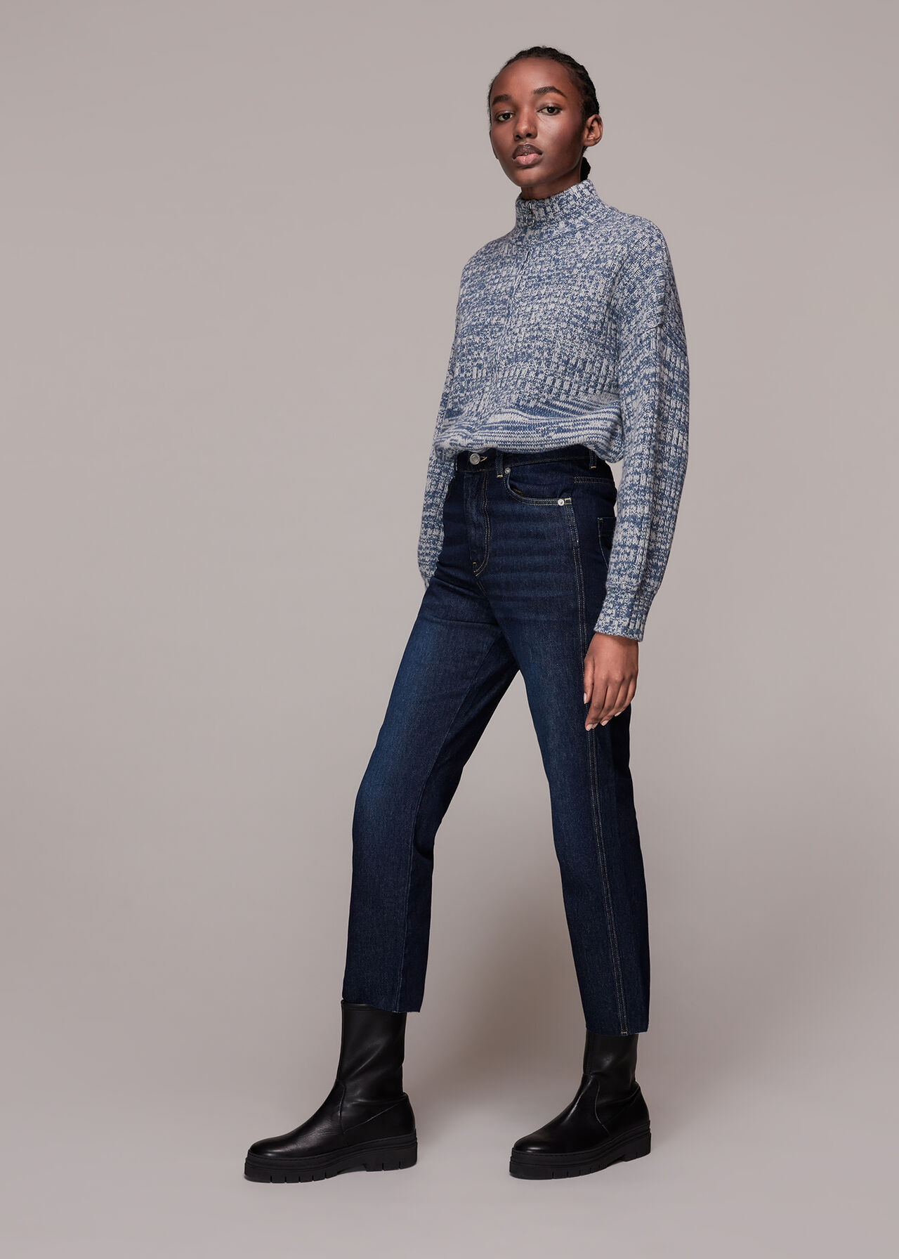 Dark Denim Authentic Slim Fray Jean | WHISTLES | Whistles UK | | Whistles