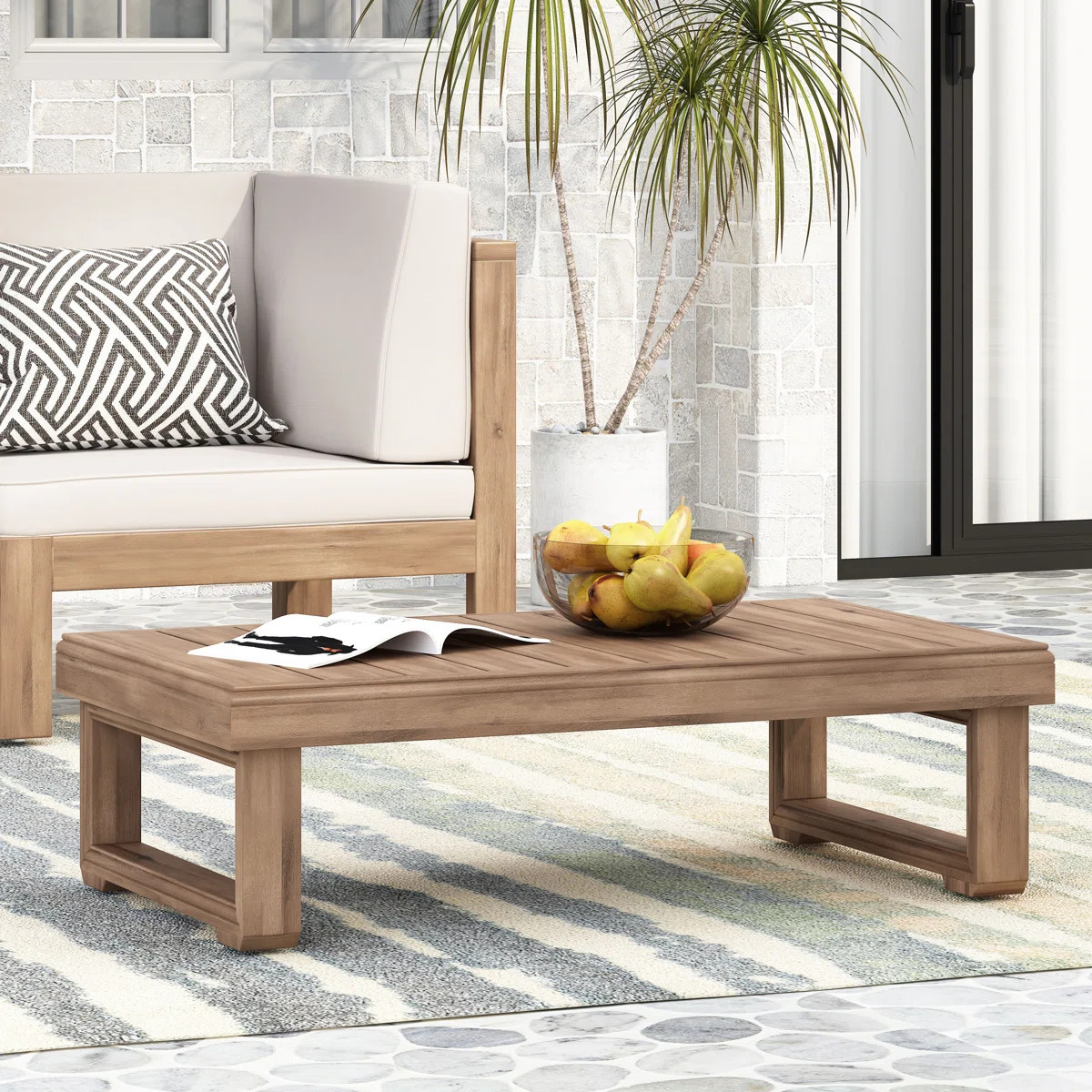 Akono Solid Wood Coffee Table for Outdoor, Patio Table | Wayfair North America