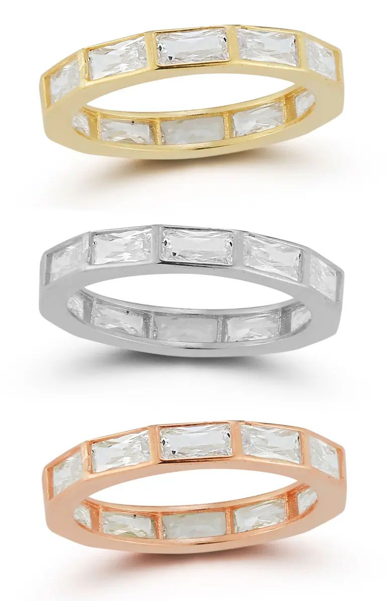 14K Yellow & Rose Gold Plated Tri-Color CZ Ring Set | Nordstrom Rack