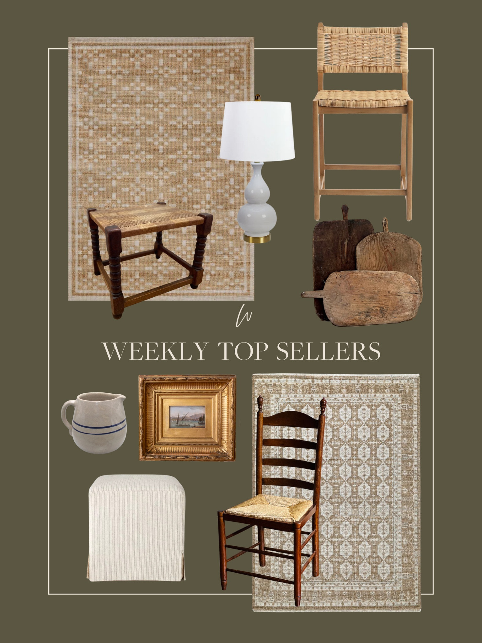 This week’s top sellers! You guys loved my recent vintage finds that I shared as many of them were top sellers (and still have select quantities available)!! Our counter stools, new lights, and so much more! 

#LTKStyleTip #LTKHome