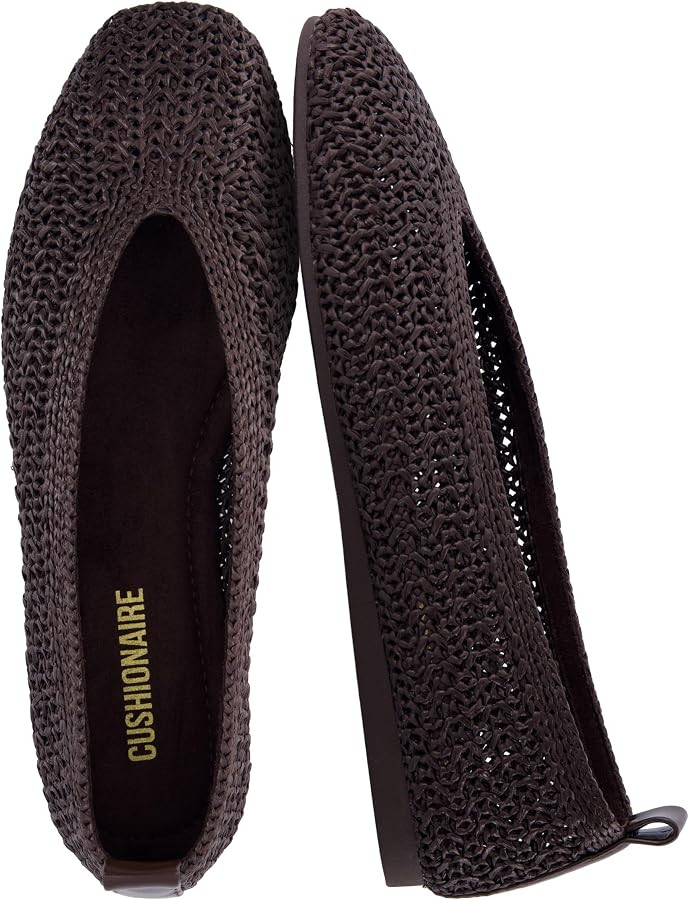 CUSHIONAIRE Gilt Woven Ballet Flats for Women, Lightweight Knit Flats with Memory Foam and Pull O... | Amazon (US)