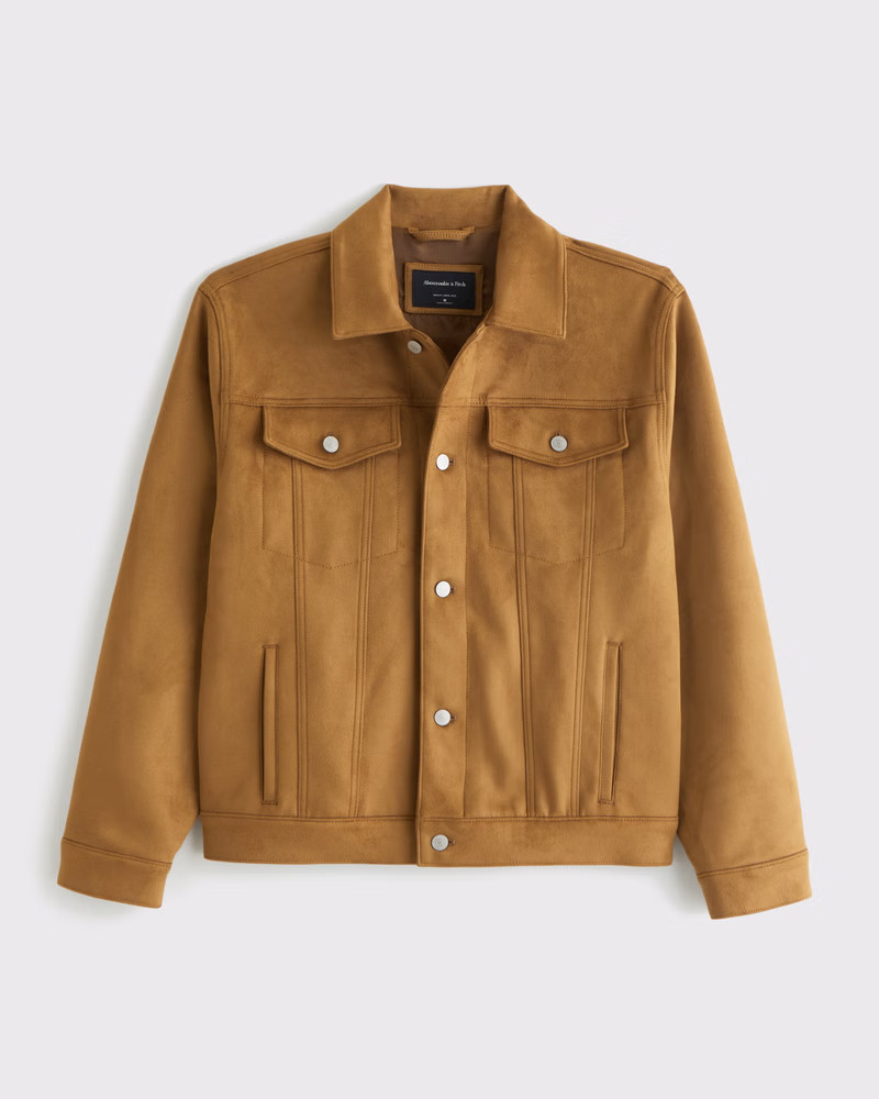 Abercrombie & Fitch Men's Vegan Suede Trucker Jacket in Light Brown - Size S | Abercrombie & Fitch (US)