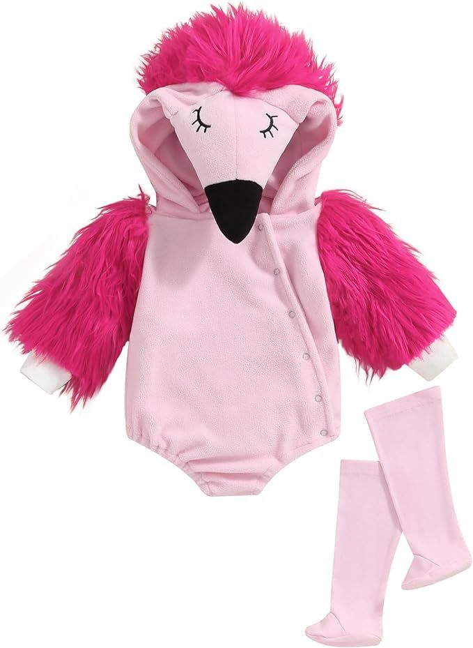 WALLARENEAR Baby Halloween Costumes Animal Hooded Romper Zip Jumpsuit with Leg Warmers Newborn Ha... | Amazon (US)