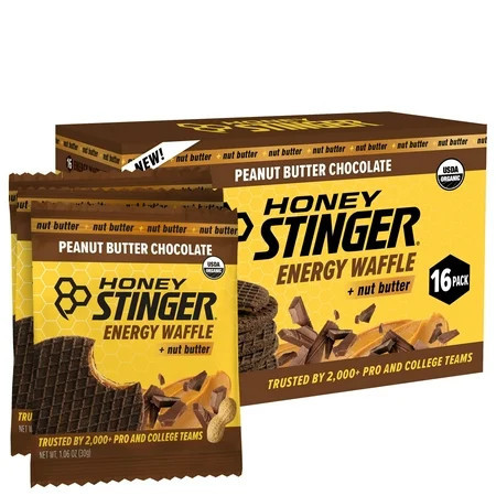 Honey Stinger Organic Energy Waffle Snack, Peanut Butter Chocolate, 1.06 oz, 16 Count | Walmart (US)