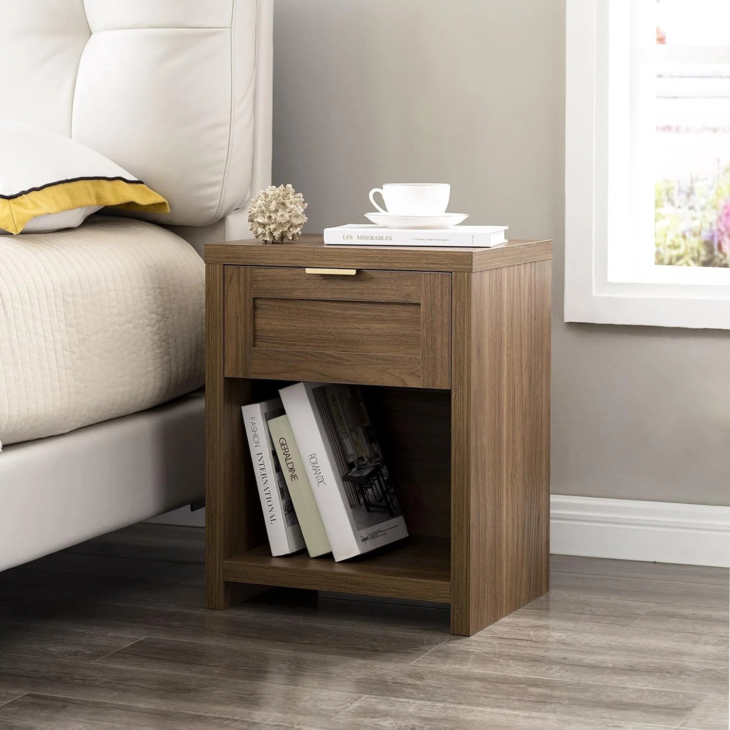 Kurpaska 22'' Tall Nightstand with Drawer, Side Table with Storage Shelf | Wayfair North America