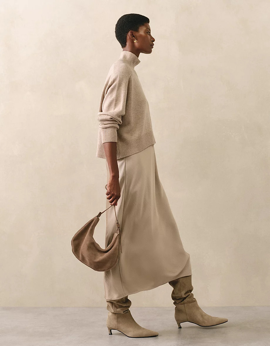 Mixed Media Funnel Neck Dress | The White Company UK & ROW