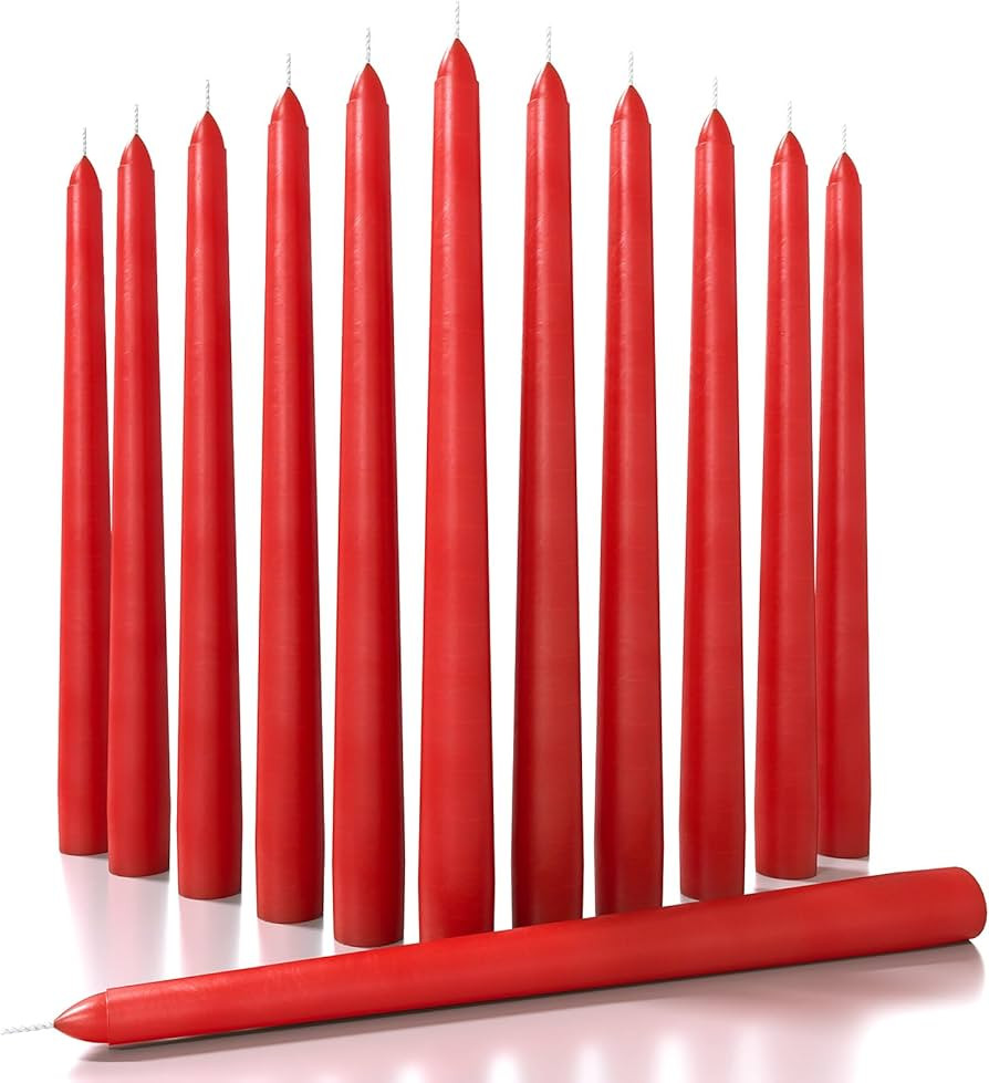 CANDWAX 12 inch Taper Candles Set of 12 - Dripless and Smokeless Candle Unscented - Slow Burning ... | Amazon (US)