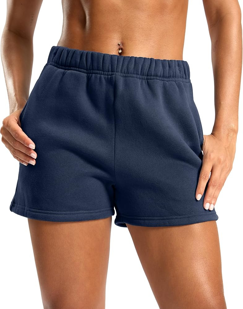 Soothfeel Women's Sweat Shorts with Pockets High Waisted Comfy Athletic Lounge Cotton Shorts for ... | Amazon (US)