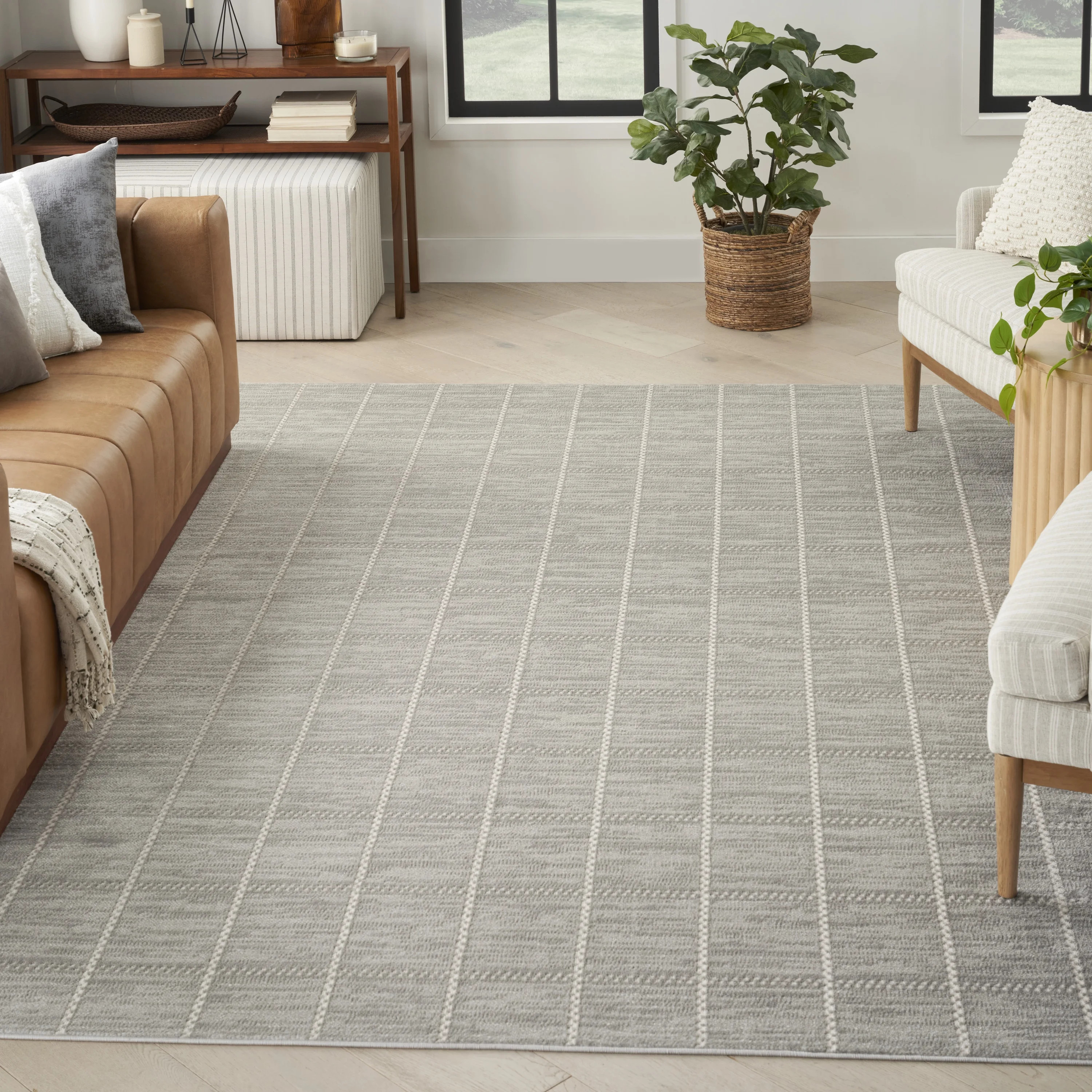 Nourison Serenity Home Geometric Light Grey 9' x 12' Area Rug (9x12) | Walmart (US)