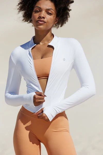 LIVE LUXE Zip Up Jacket - White | astoria activewear