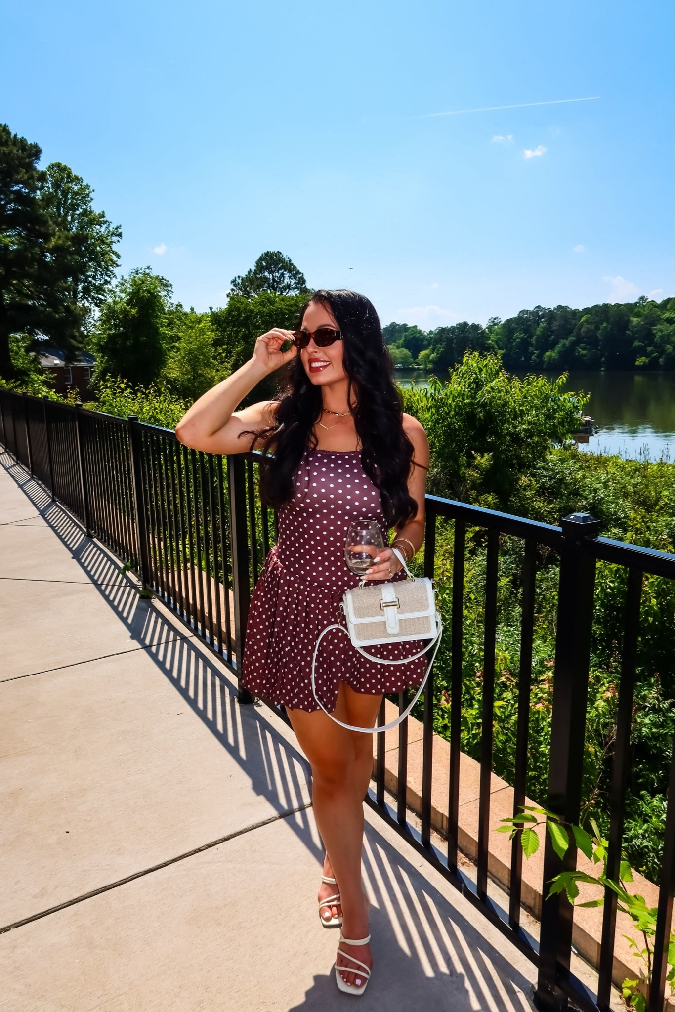 Amazon polka dot athletic tennis dress (medium, 5+ colors), easy to dress up or down, rattan purse and oval tortoise shell sunglasses #founditonamazon

#LTKootd #LTKSaleAlert #LTKActive