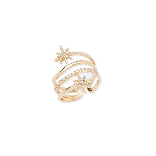 Scoop Womens 14K Gold Flash-Plated Crystal Adjustable Ring - Walmart.com | Walmart (US)