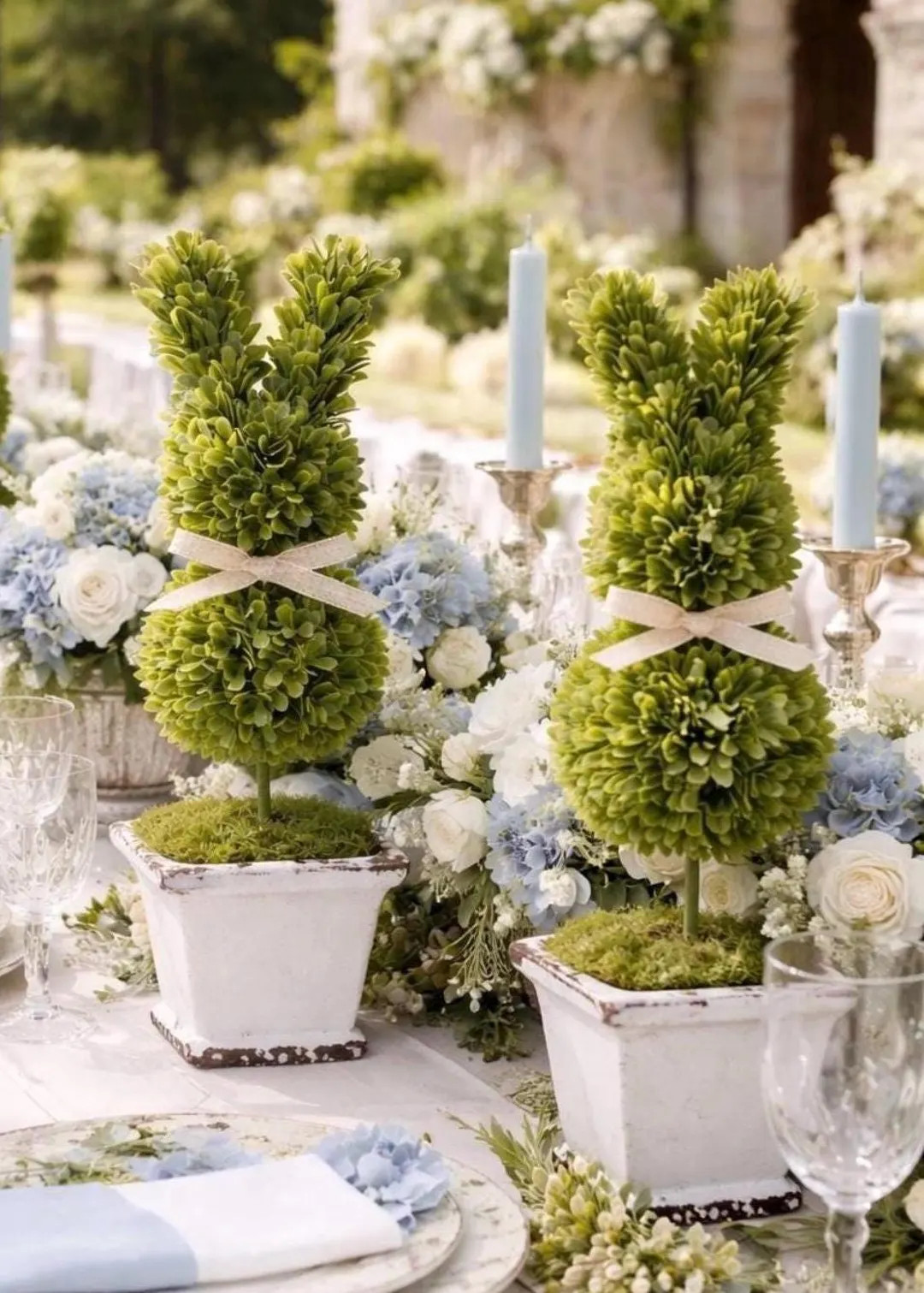 Handmade Bunny Faux Boxwood Topiary | Spring Table Decor | Etsy (US)