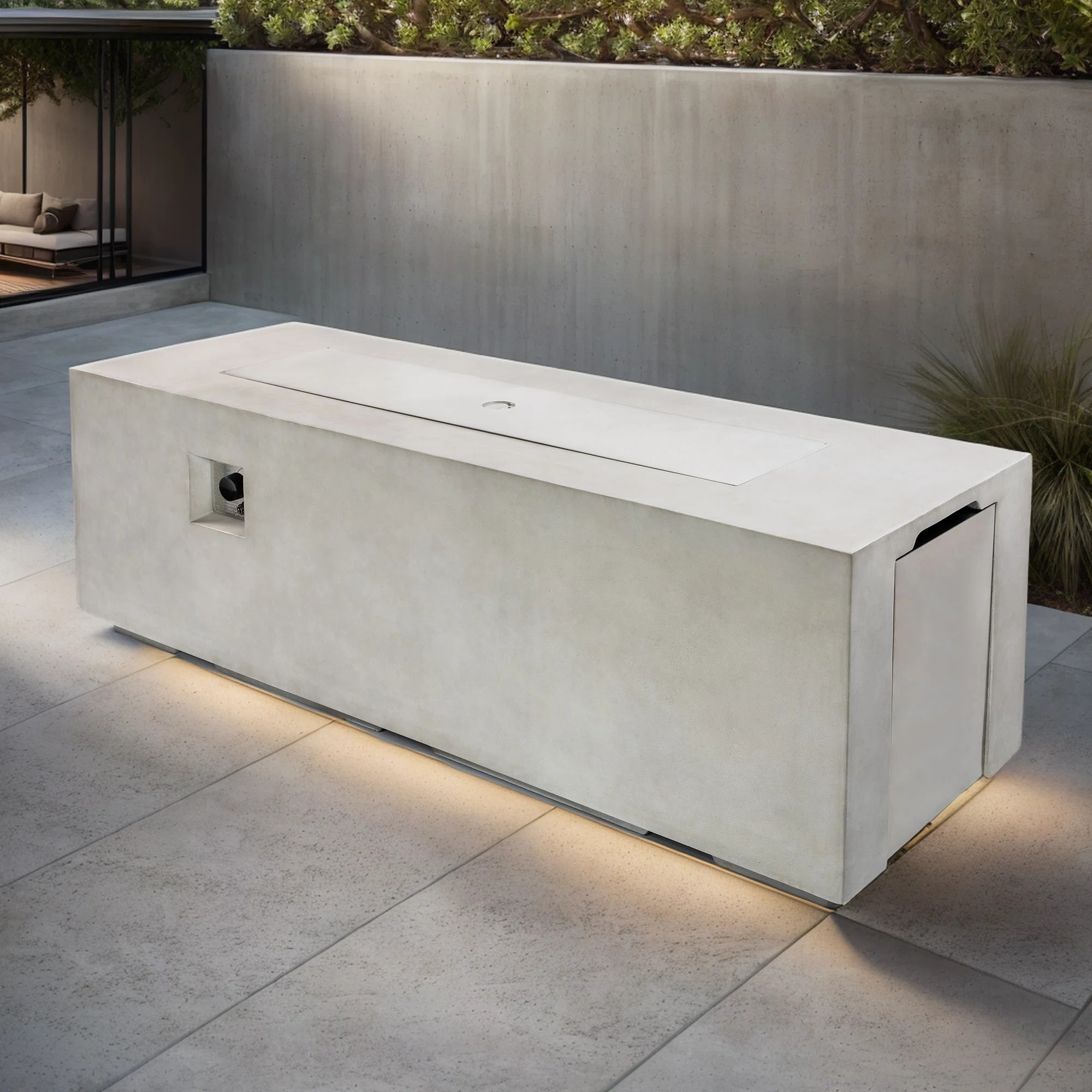 70in Large Concrete Fire Pit Table, 60000BTU, Propane, Rectangular | Wayfair North America