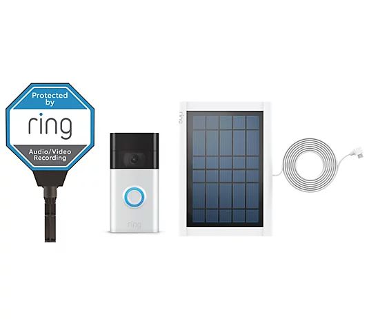 Ring Video Doorbell 2nd Generation with Solar Yard Sign & Panel and RA+ - QVC.com | QVC