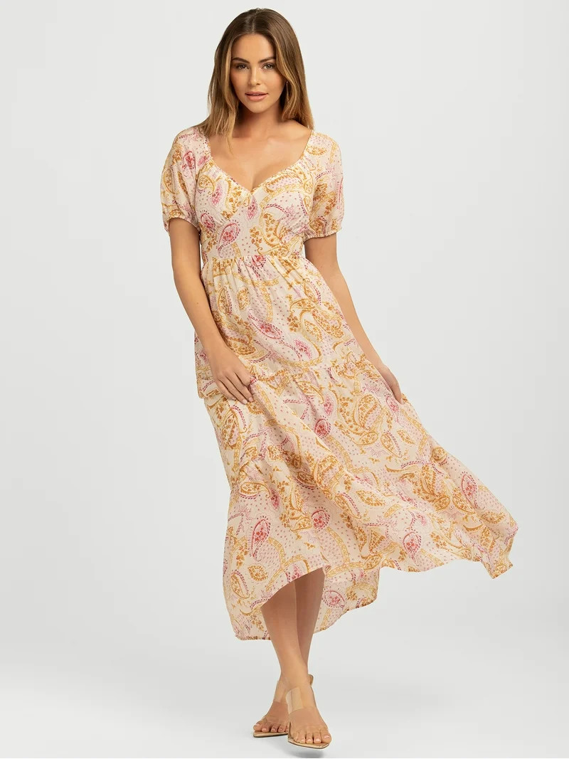 Jessica Simpson Women's Emmory Tiered Maxi Dress, Sizes XS-XL | Walmart (US)