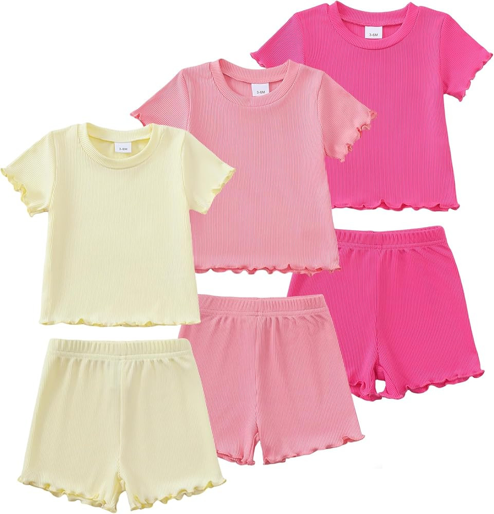 Toddler Baby Girl Boy Summer Clothes Outfits Casual Summer Short Sleeves Tops + Shorts Cute Outfi... | Amazon (US)