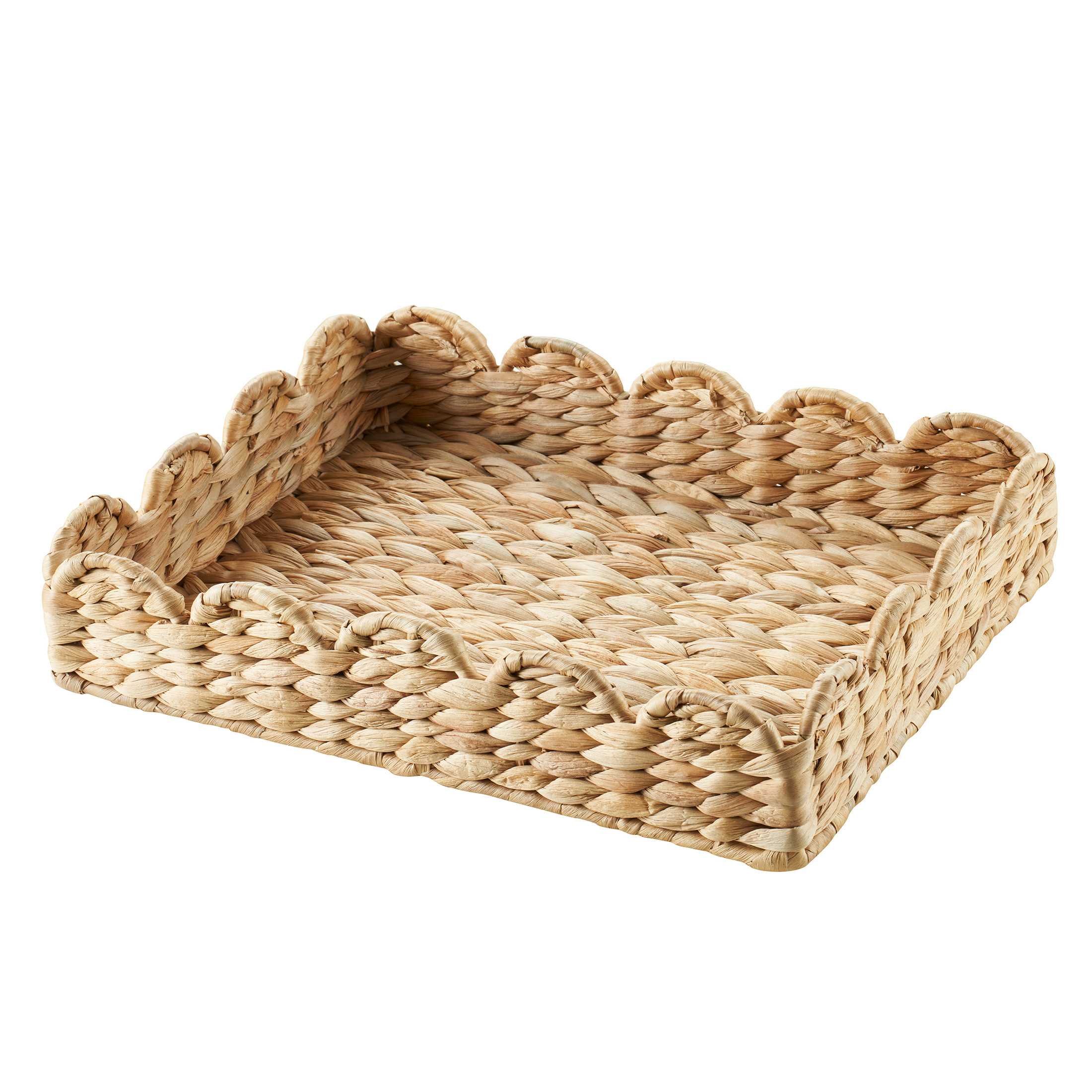 11" x 14" Scalloped Woven Natural Water Hyacinth Decorative Tray - Walmart.com | Walmart (US)