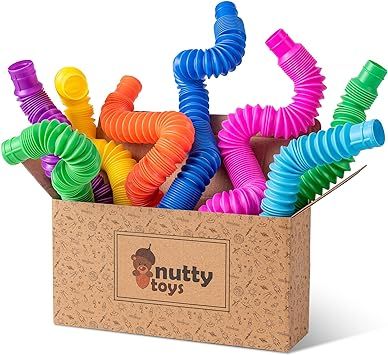 nutty toys 8 pk Pop Tube Sensory Toys (Large) Fine Motor Skills & Learning for Toddlers, Top ADHD... | Amazon (US)