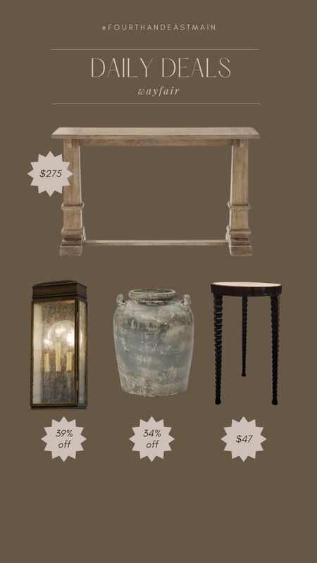daily deal // WAYFAIR 

amazon home, amazon finds, walmart finds, walmart home, affordable home, amber interiors, studio mcgee, home roundup vase antique vase outdoor lighting console 

#LTKhome