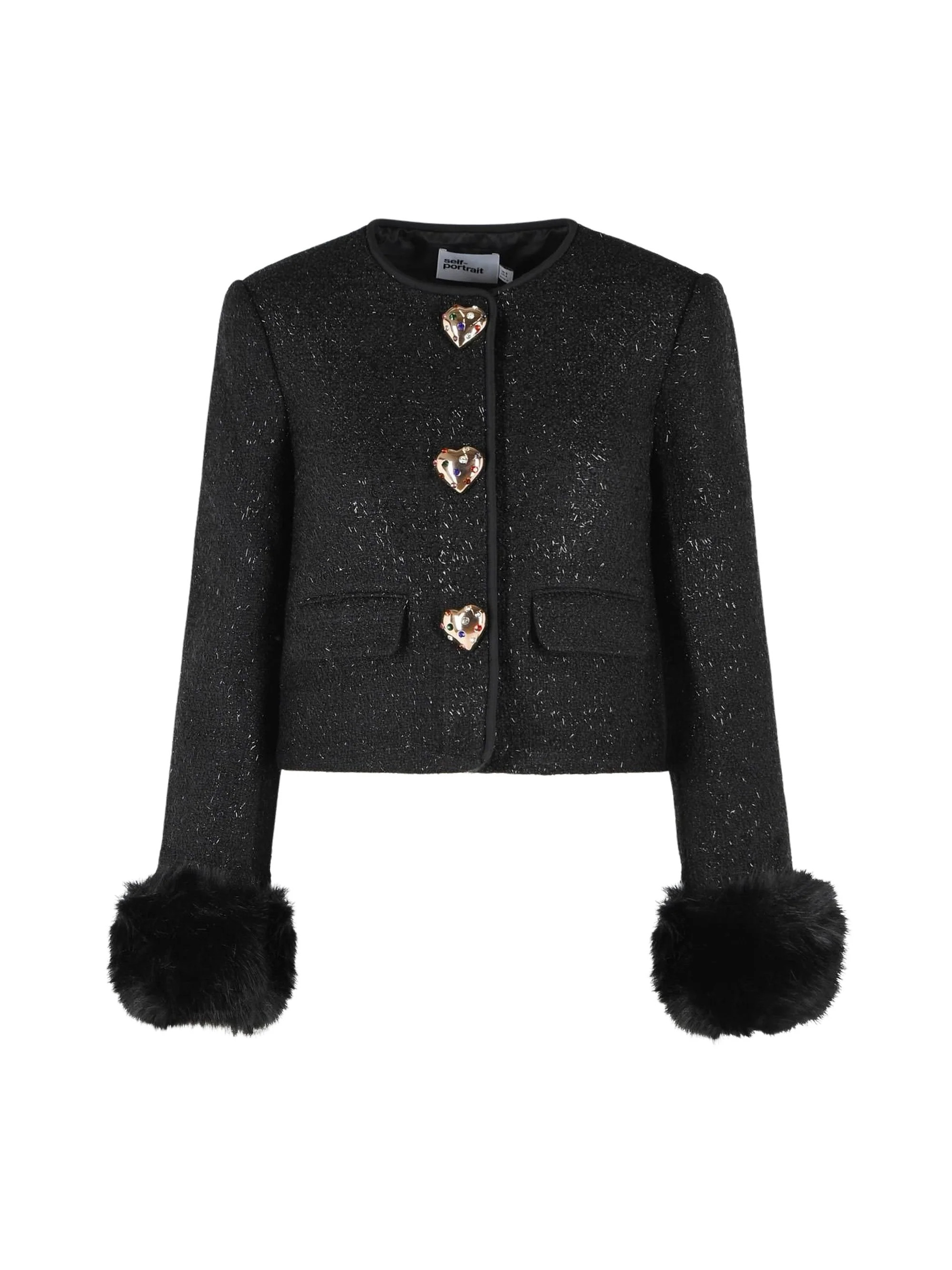 Metallic Boucle Fur Cuff Jacket | Shop Simon