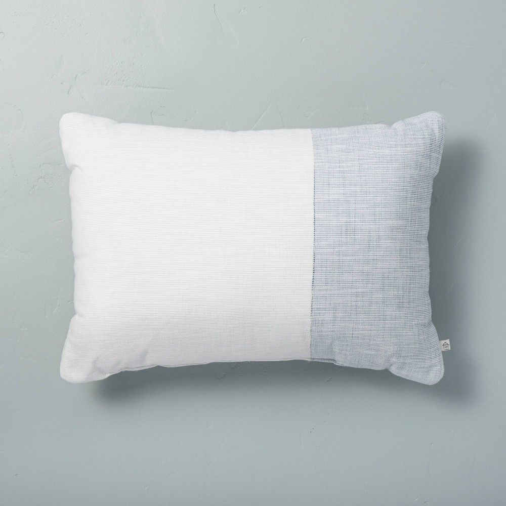 14"" x 20"" Textured Colorblock Lumbar Throw Pillow Blue - Hearth & Hand with Magnolia | Target