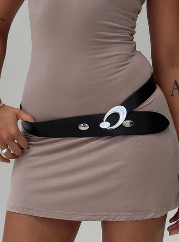 Jaide Low Waist Belt Black / Silver | Princess Polly US