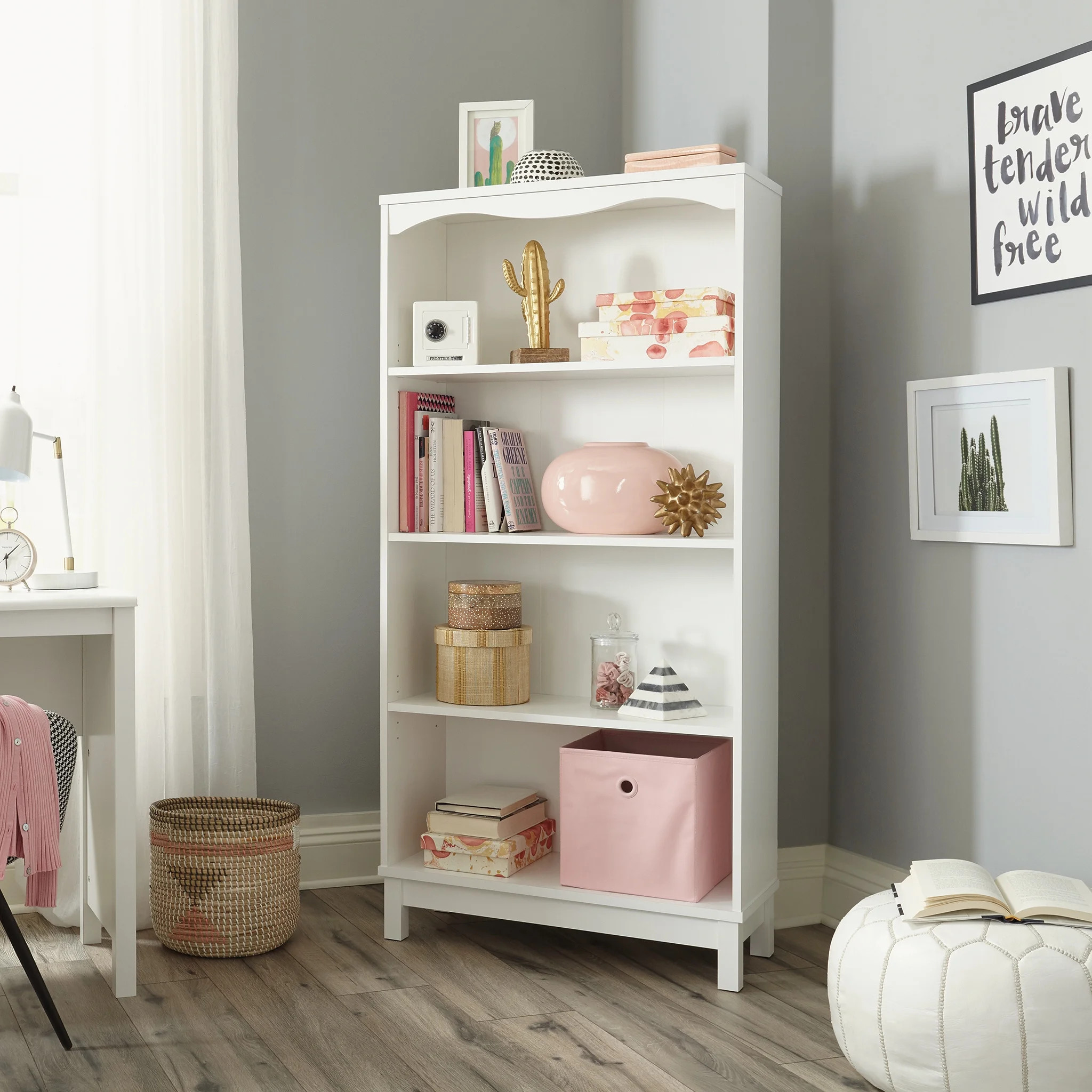 Sauder Storybook 4-Shelf Bookcase, Soft White Finish - Walmart.com | Walmart (US)
