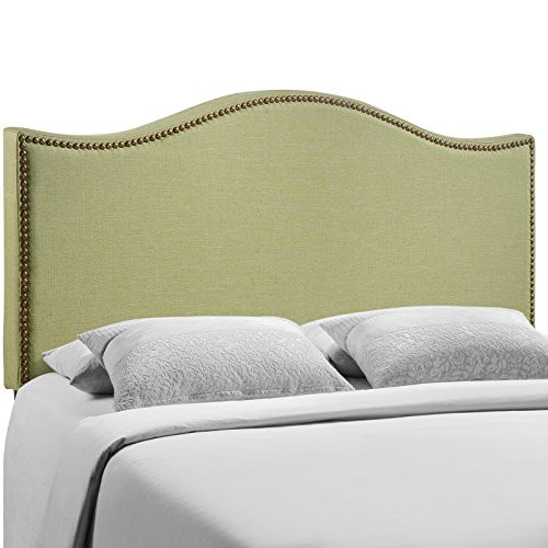 Modway Curl Queen Nailhead Upholstered Linen Headboard in Green | Amazon (US)