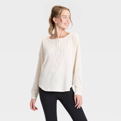 Women's Waffle Henley Long Sleeve Top - JoyLab™ | Target