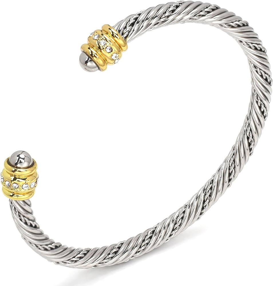 Cable Cuff Bracelet for Women Twisted Wire Bracelets Designer Inspired Wire Bangle Adjustable 5mm | Amazon (US)