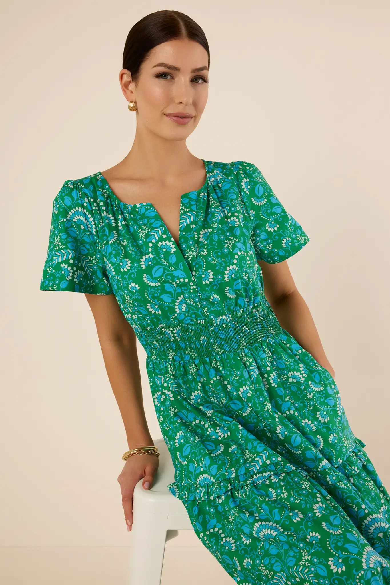 Isabella Dress- Kelly Green | Avara