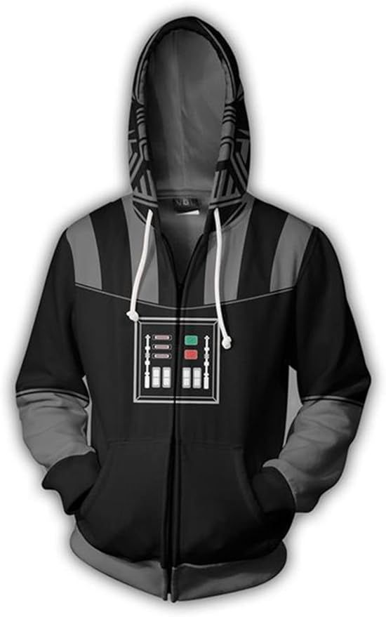 Buxomigrl Mens Darth Vader Jacket Hoodie Black Zipper Dark Trooper Cosplay Costume Sweatshirt for... | Amazon (US)