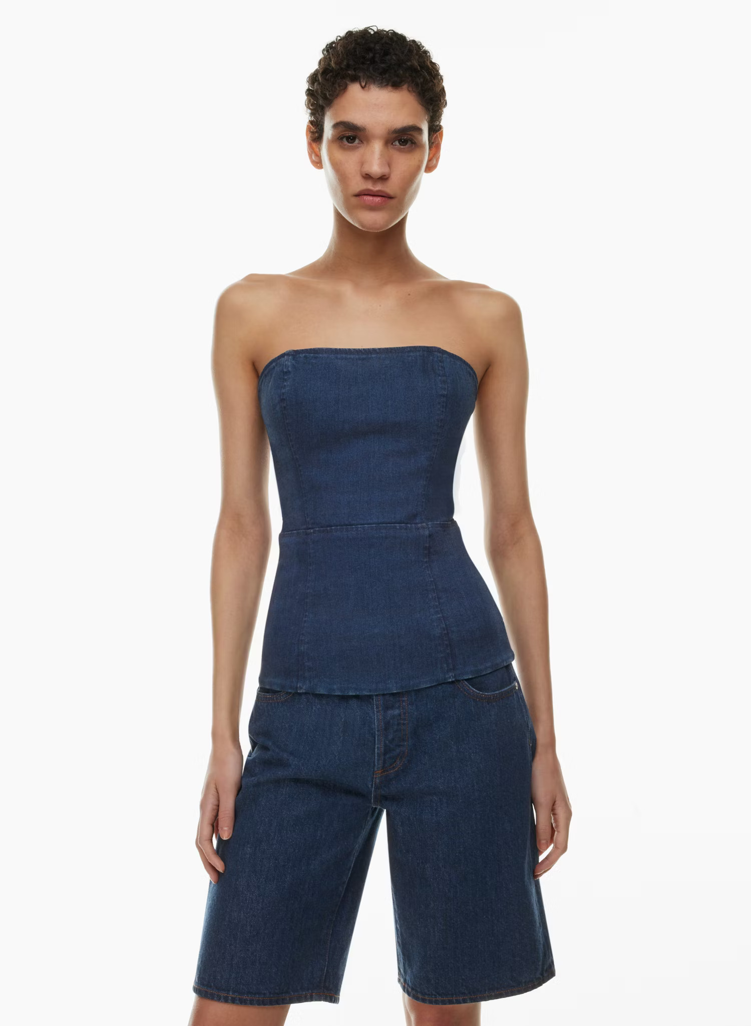 THE '90S DENIM TUBE TOP | Aritzia
