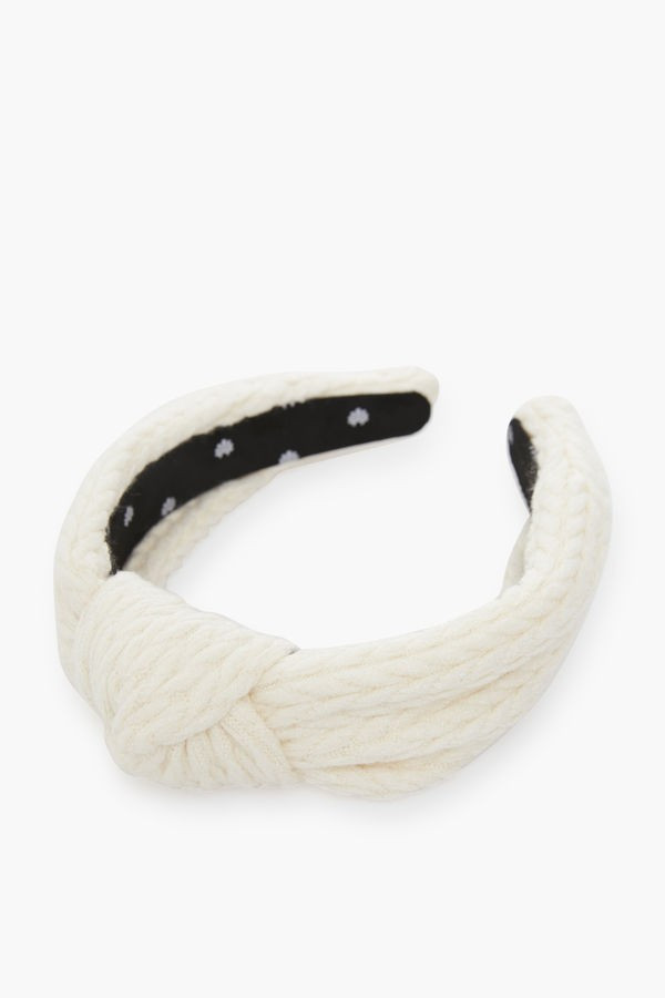 Ivory Cable Knit Knotted Headband | Tuckernuck (US)