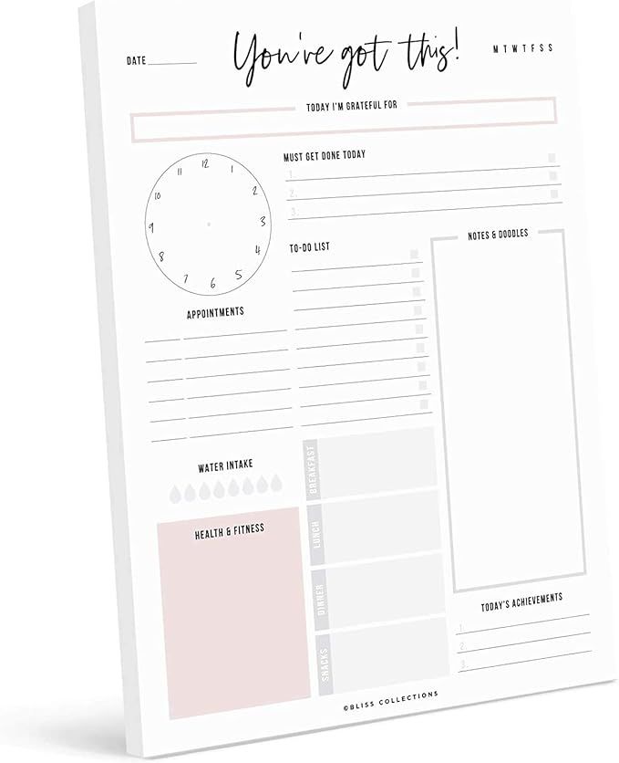 Bliss Collections Daily Planner with 50 Undated 8.5 x 11 Tear-Off Sheets - You've Got Thi... | Amazon (US)