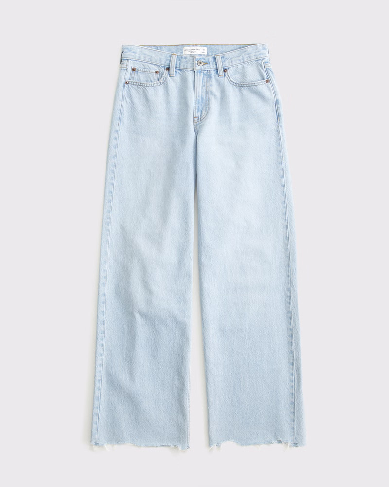 Abercrombie & Fitch Women's Low Rise Ultra Loose Jean in Light Destroy Hem - Size 26 LONG | Abercrombie & Fitch (US)